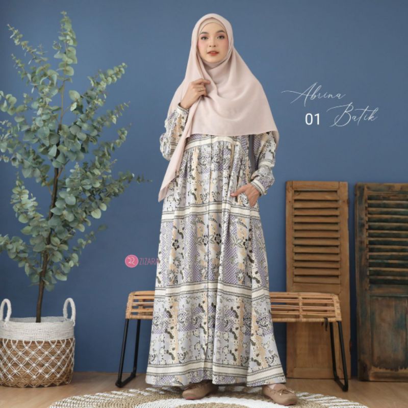 Abrina Batik by Zizara |Gamis Batik putih