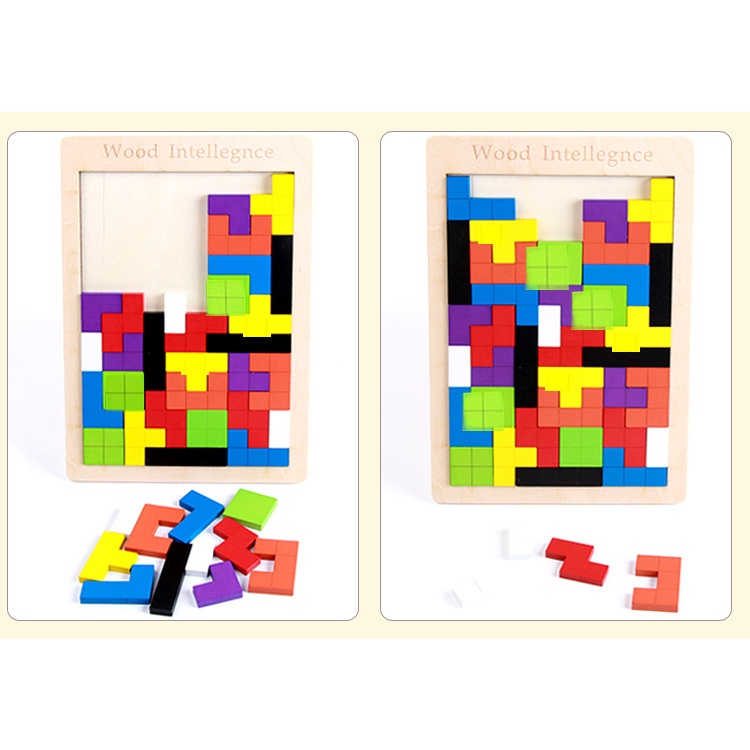 [ Giggel ] Mainan Edukasi Anak Tetris Kayu Russian Block Kids Wood Intellegence Tangram Tetris Brain Game / Mainan Tetris Edukatif Anak (ukuran 18 cm x 28 cm)