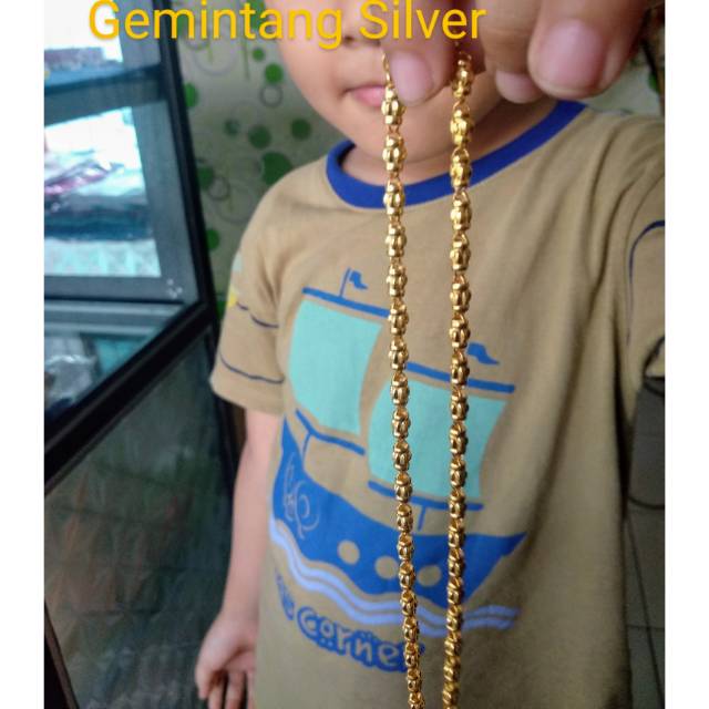 Kalung Guci perak murni sepuh emas