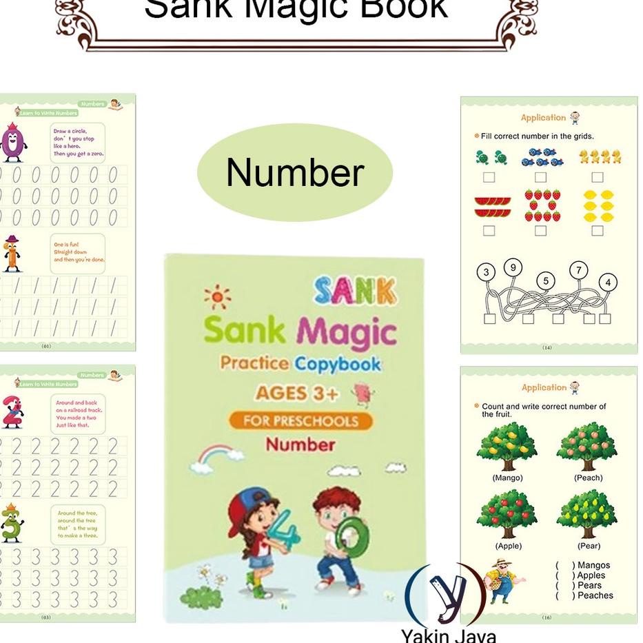 

NEW ARRIVAL 9624 Sank Magic 4 set Magic Practice Book / Buku Edukasi 3D Belajar Pintar Menulis TK ㅝ