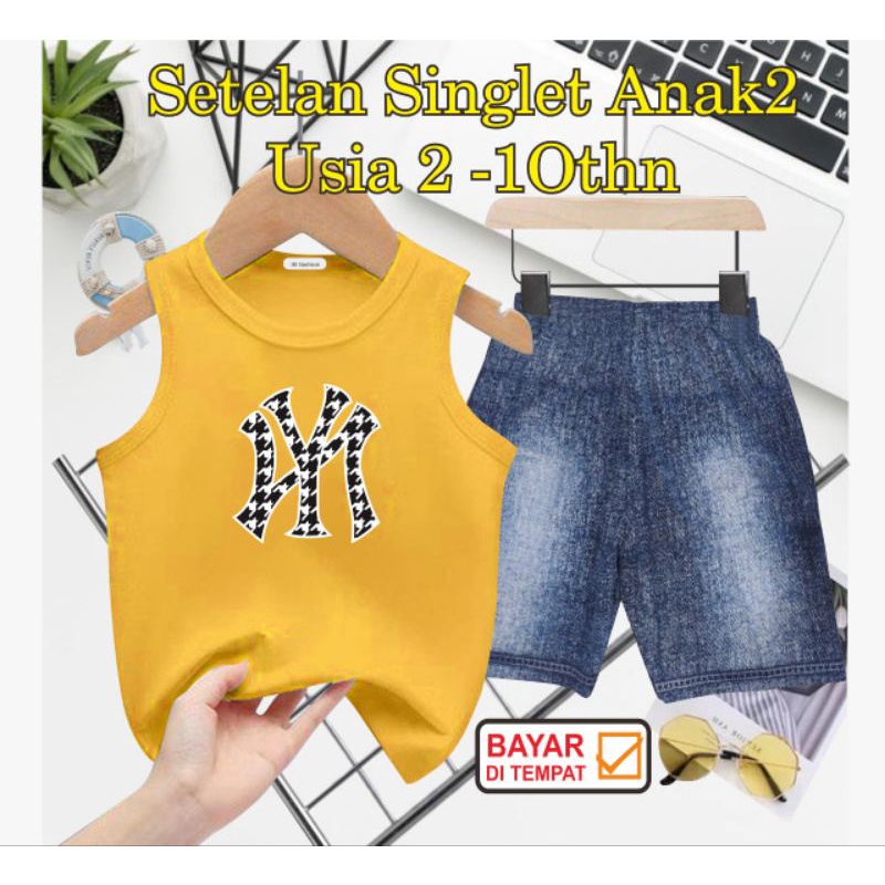 ((IB))SETELAN SINGLET ANAK SEMI JEANS/NY DIGITAL SABLON