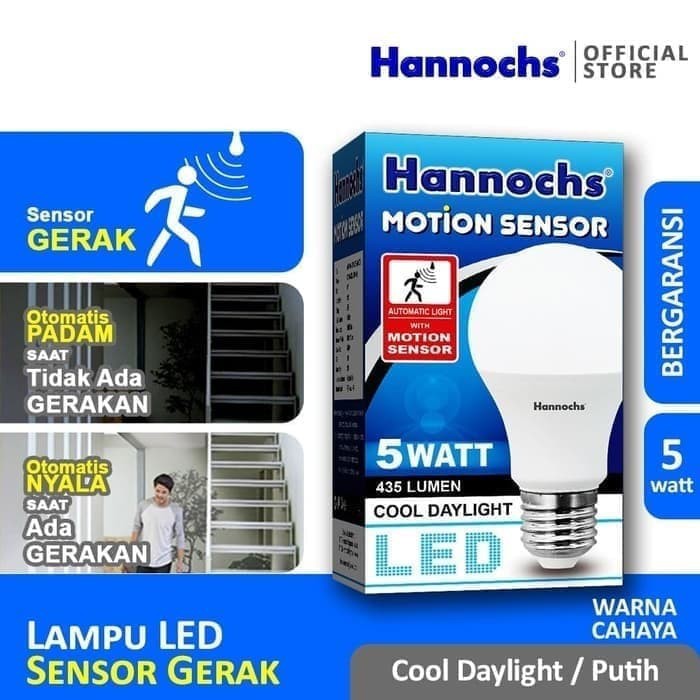 Hannochs Bola Lampu LED Sensor Gerak 5 Watt