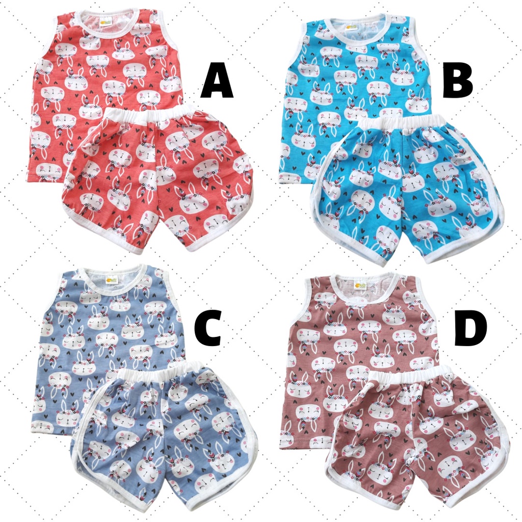 SETELAN ANAK PEREMPUAN ONE SET SINGLET ANAK LAKI 6 BULAN - 1 TAHUN UNISEX FULL PRINTING KAOS KATUN K