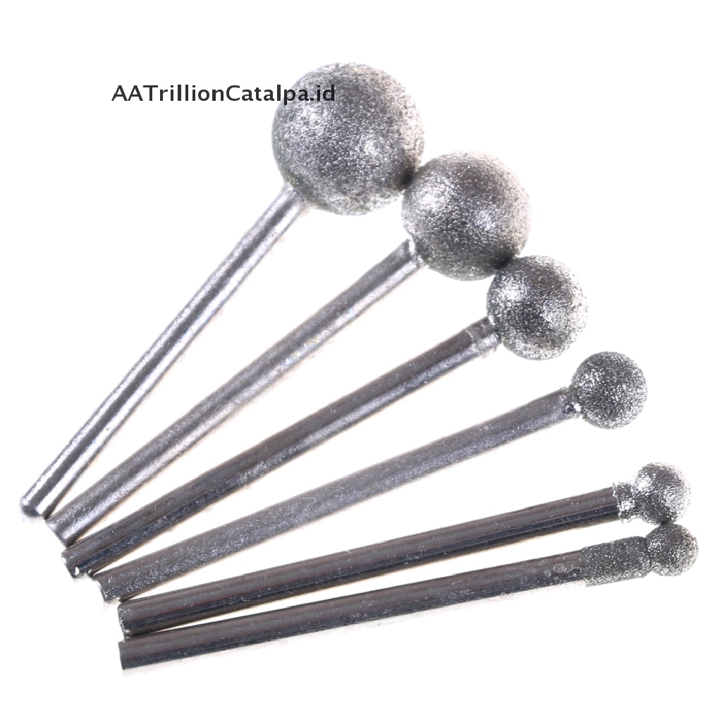 (AATrillionCatalpa) 6pcs Roda Gerinda Diamond Bulat 3mm Untuk Rotary Tool