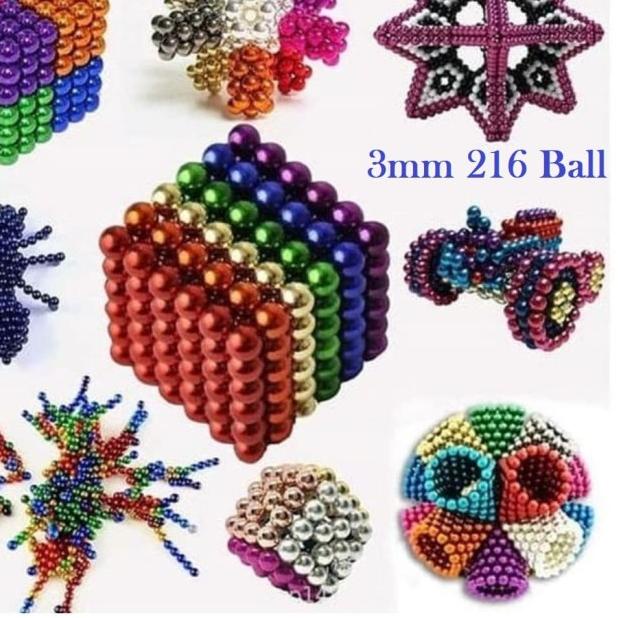 

☈ Color Magnetic Ball 3 mm 216 pcs Bola Magnet Warna Warni Buckyballs - 3mm Silver. ❊