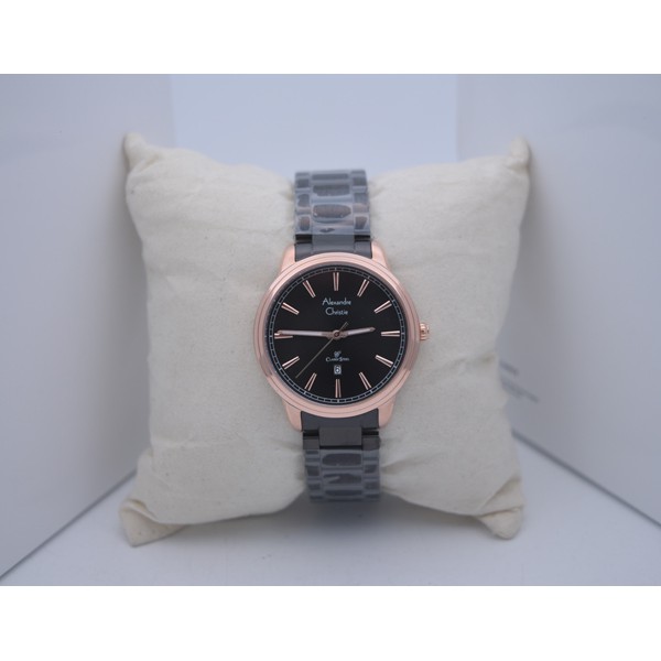 Alexandre Christie Ac 8556 Rosegold Black, Jam Tangan Wanita ,Original