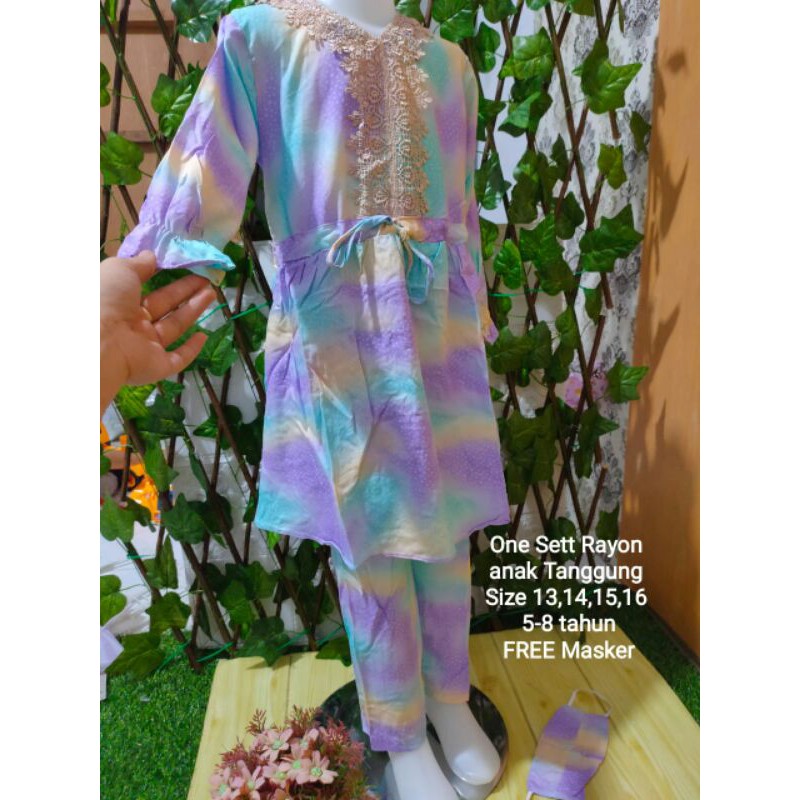 one set rayon anak tanggung serut impor free masker