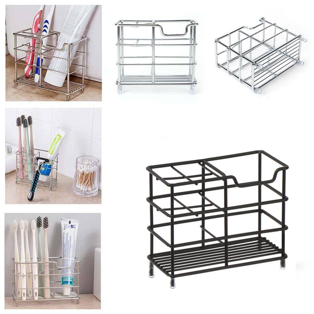 CHOOKYY Tempat Sikat Gigi Multi Fungsi Kosmetik Susun Stainless Steel Tahan Karat Organizer Dapur Berdiri