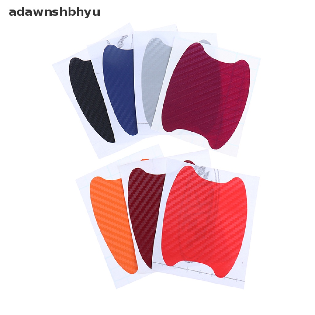 Adawnshbhyu 4Pcs/Set Stiker Pintu Mobil Serat Karbon Tahan Goreshandle Protection Film