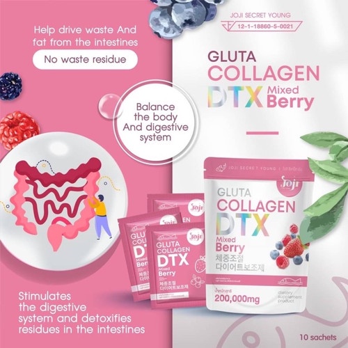 Kemasan baru JOJI SECRET GLUTA COLLAGEN DTX (PELANGSING &amp; PEMUTIH) MIXED BERRY 200,000 MG