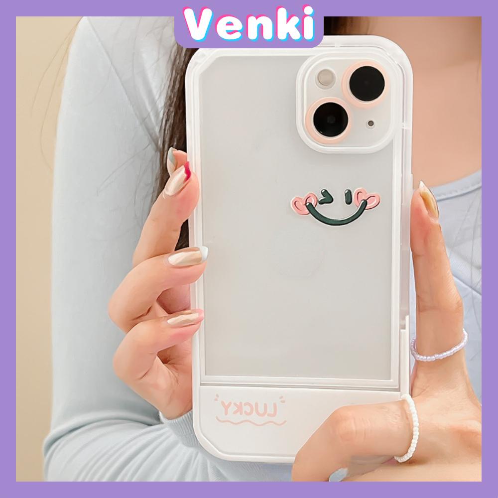 iPhone Case Silicone Soft Case Clear Case Folding Stand Shockproof Protection Camera Smiley Simple Cute Compatible For iPhone 11 iPhone 13 Pro Max iPhone 12 Pro Max iPhone 7Plus xr