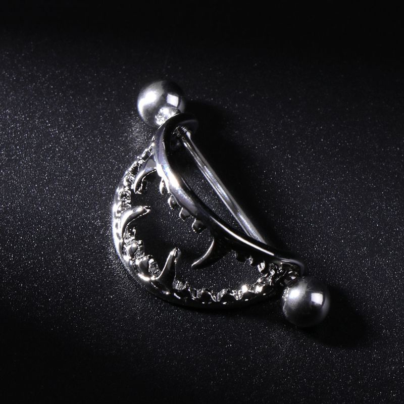 Siy 2pcs Anting Tindik Puting Desain Gigi Tajam Tema Halloween Untuk Wanita