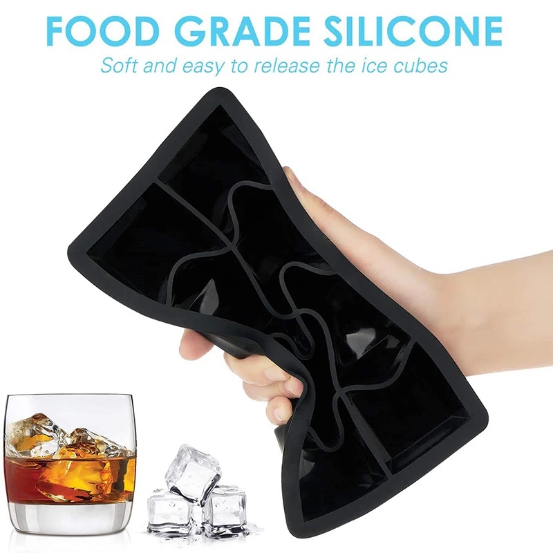 Cetakan Es Batu Bentuk Kotak 4 / 6 / 8 Grid Bahan Silikon Food Grade Reusable Untuk Minuman Whiskey Cocktail