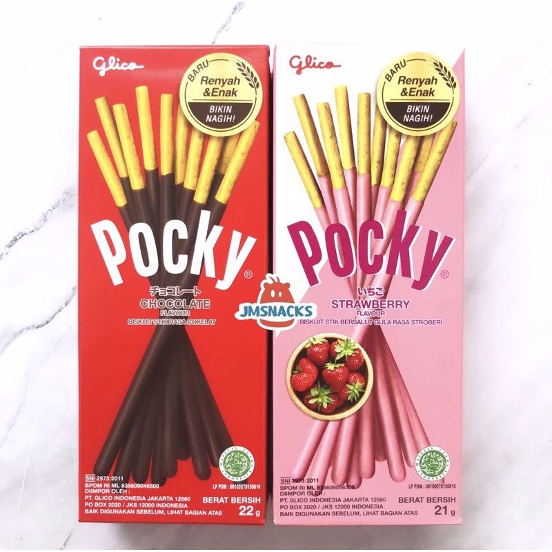 Pocky Gliko Chocolate 22 Gram &amp; Strawberry 21 Gram(Free Packing Kardus &amp; Bubble Wrap)