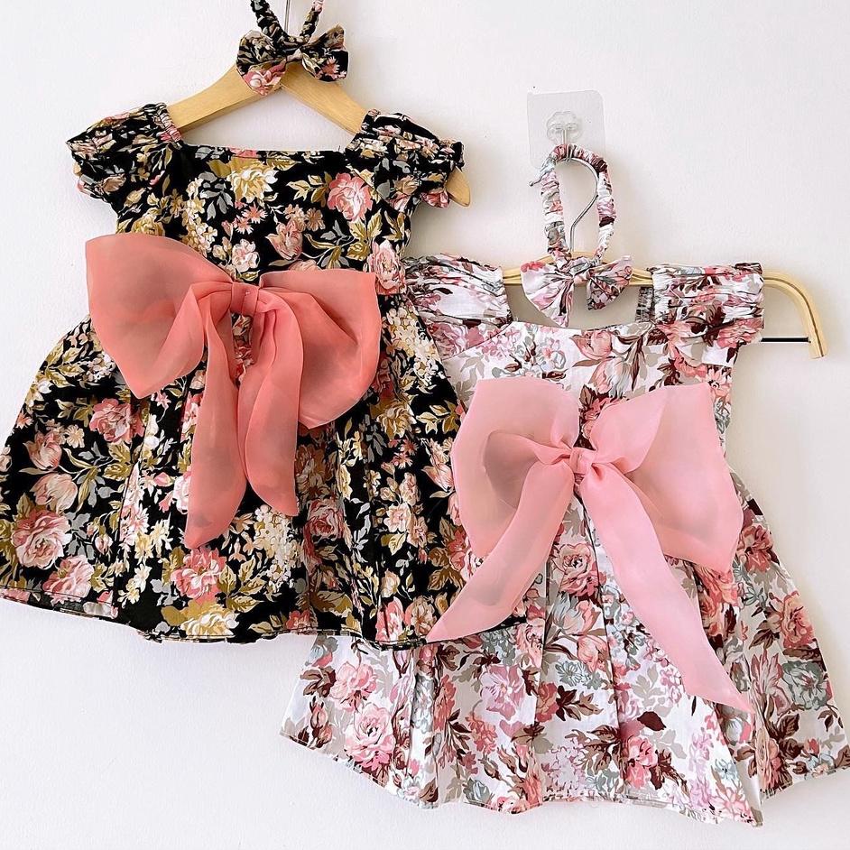 LILYROSE PITA KACA DRESS Premium katun jepang baju bayi Baju Setelan Bunga Pergi Lucu Fashion Anak B
