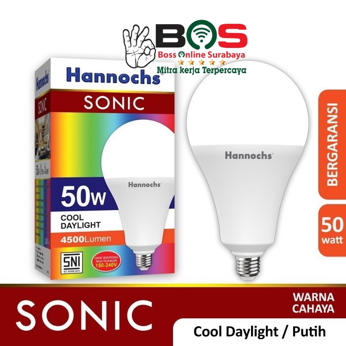Lampu Hannochs Lampu Bohlam LED Sonic 50 Watt Cahaya Putih