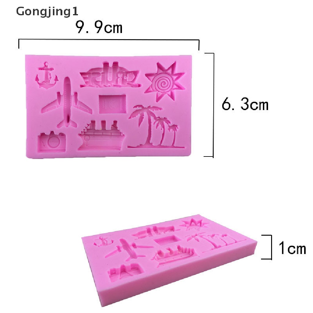 Gongjing1 Cetakan fondant Bentuk Pesawat / Pohon Kelapa Bahan Silikon Untuk Dekorasi Kue