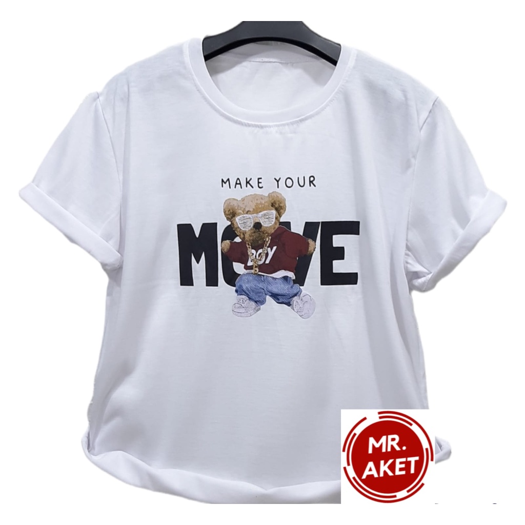 PROMO!!KAOS PRIA DEWASA MOTIF BEAR MOVE TREND KEKINIAN BAHAN KATUN LENGAN PENDEK/T-SHIRT TERBARU DENGAN HARGA MURAH