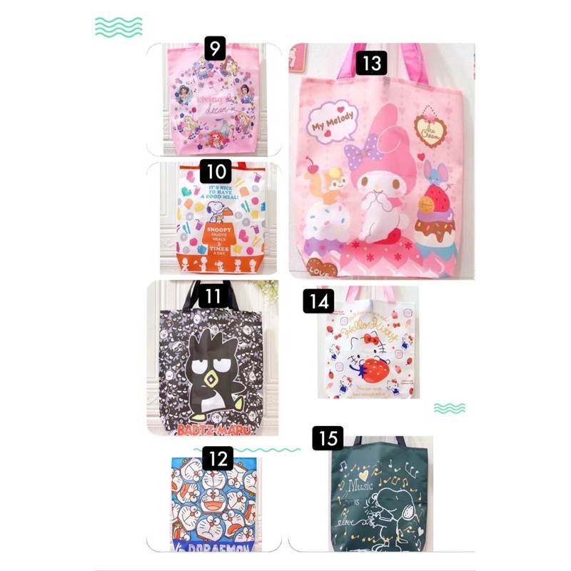 tas lipat belanja sanrio hello kitty melody snoopy TL009 folding shopping bag