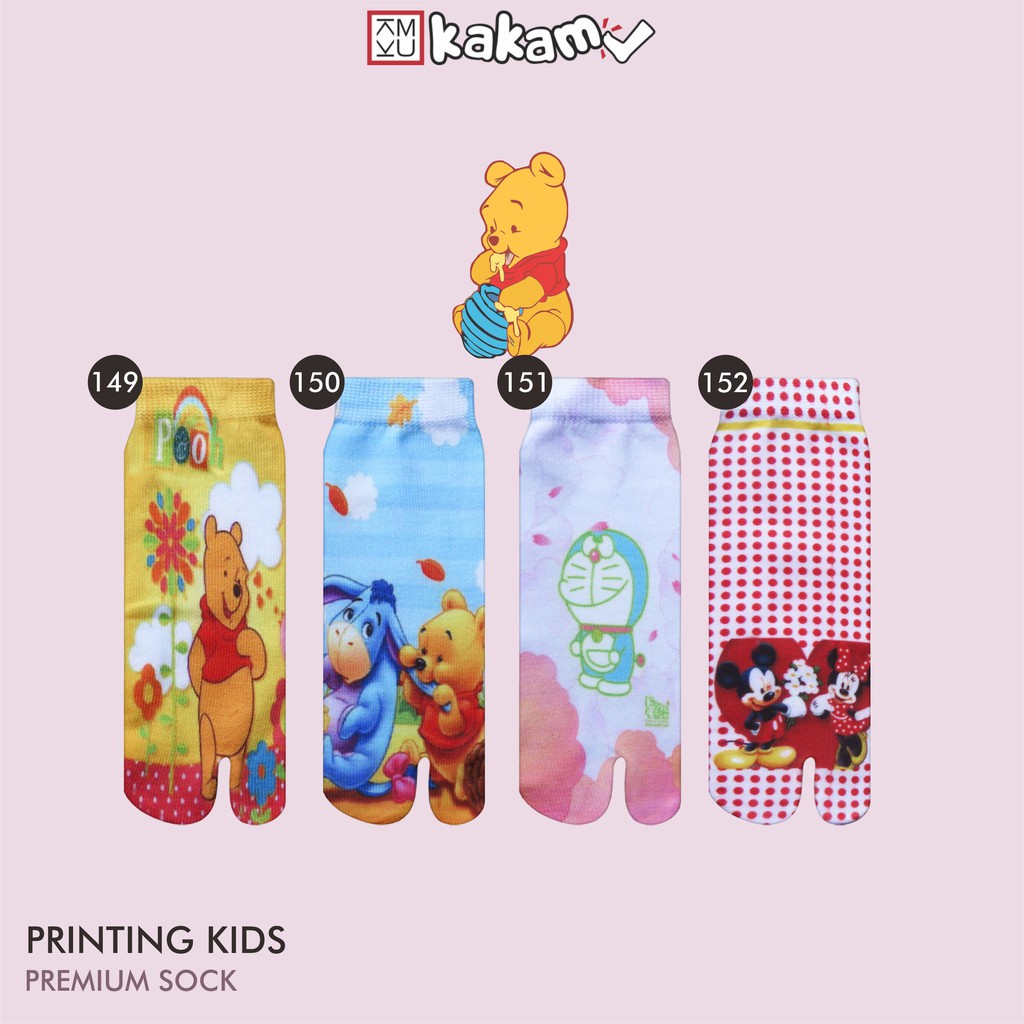 Kakamu Kaos Kaki Jempol Anak Printing Karakter  Paris, Larva, Winnie the pooh, Hello Kitty 8