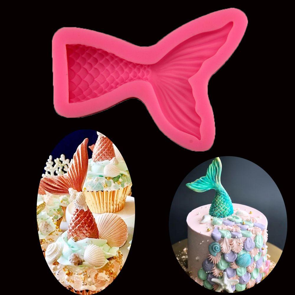 Populer Mermaid Cetakan Silikon DIY Bakery Membuat Kue Kering Ekor Ikan Permen Tanah Liat Gula Craft Baking Tool