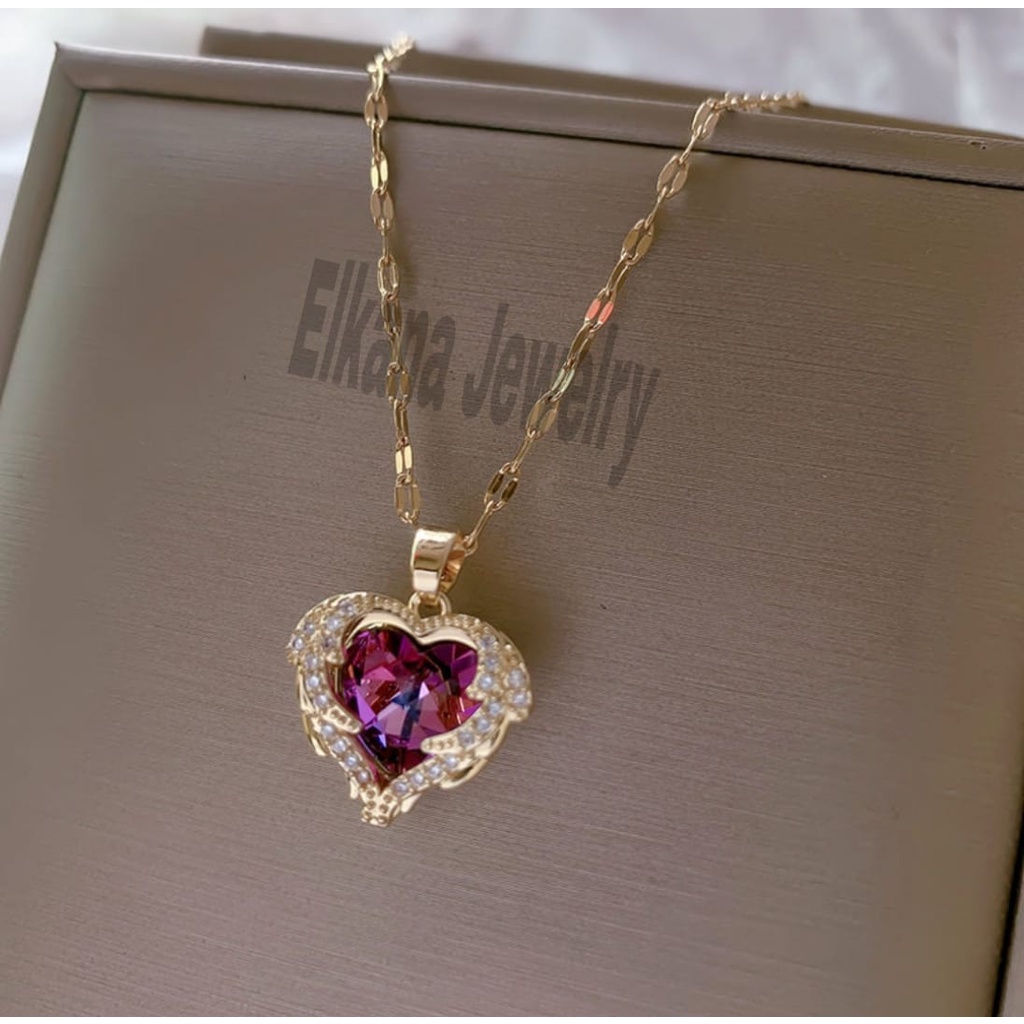 TITANIUM KALUNG LOVERS STYLE KOREA SUPER BERKELAS PERHIASAN ANTI KARAT&amp;ANTI LUNTUR