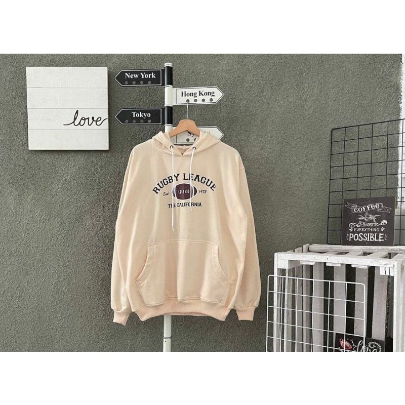 HOODIE CALIFORNIA WARNA CREAM size L (BISA COD)