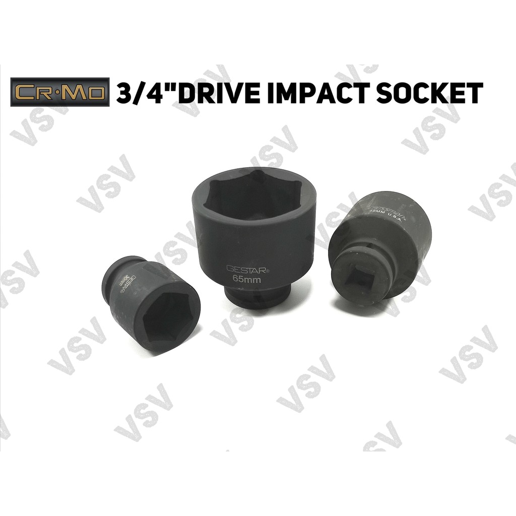 Gestar 3/4&quot;Dr Impact Socket 2.5/16&quot;, 2.3/8&quot; Kunci Shock impact Sock Sok