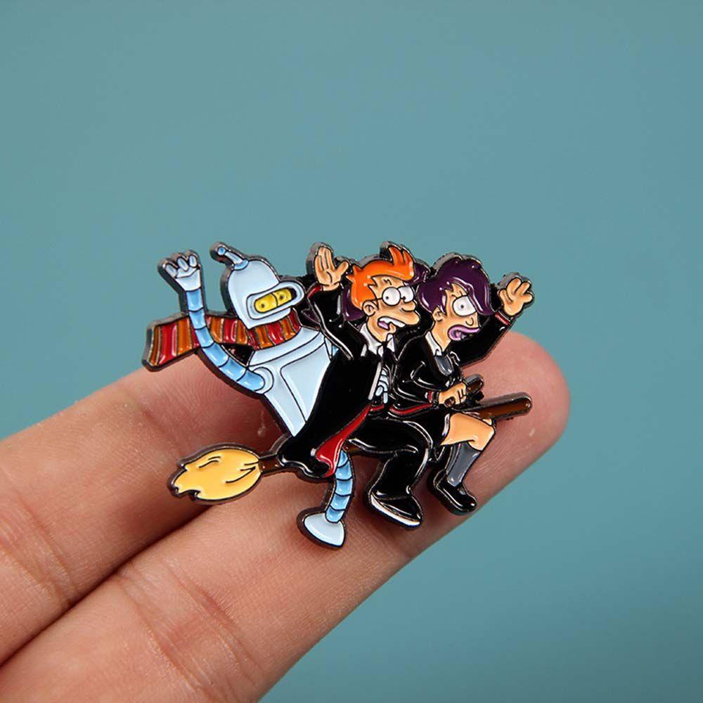 Lanfy Film Futurama Liontin Anak Kartun Terbang Ke Masa Depan Perhiasan Aksesoris Philip J.Fry Badge Lapel pin Gantungan Kunci