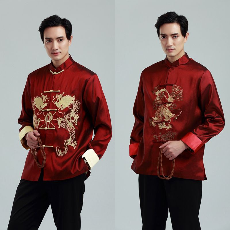 Realpic AP-9 S-3XL Atasan pria impor baju sangjit pria atasan chinese wedding cheongsam sangjit pria