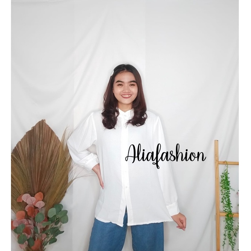 REVA BLOUSE CRINKLE/KEMEJA BLOUSE/ATASAN WANITA/Oneck Longsleeve/KEMEJA POLOS