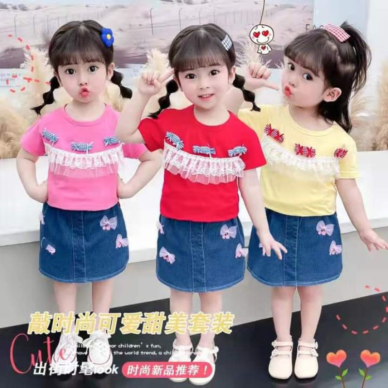 Setelan Rok Jeans Anak Import 1-4 Tahun