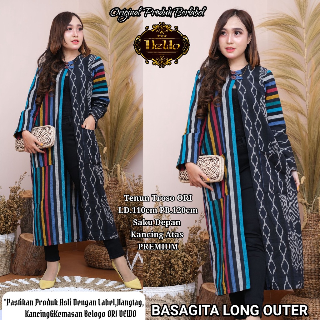Long Outer Batik Tenun by Butik Batik Solo Bahan Batik Tenun Kode BASAGITA TENUN OUTER