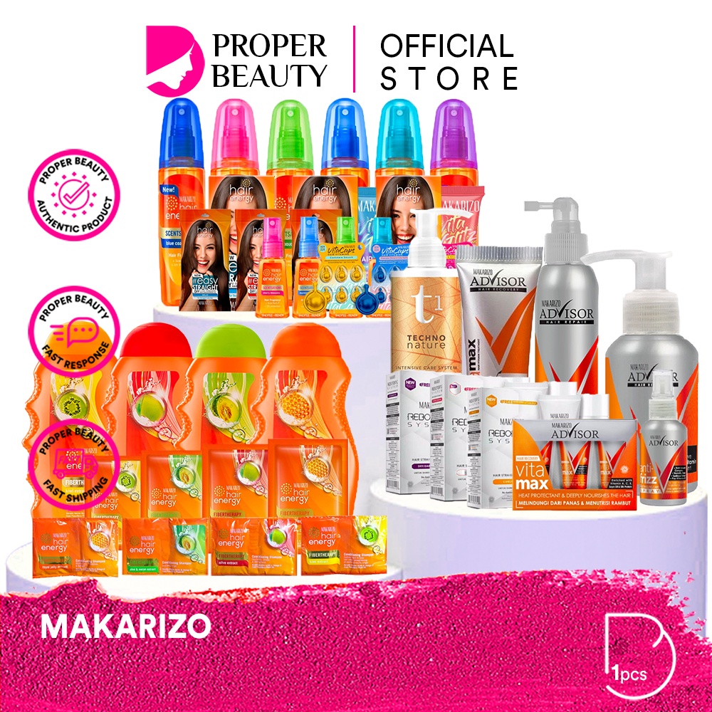 MAKARIZO Indonesia / Hair Energy Fibertherapy Conditioning Shampoo Hair Scalp Creambath Easy Straight Scentsations Hair Fragrance Advisor Repair Vitaglitz Vitacaps Vitamax / Shampo Sampo Kondisioner Pelurus Tonic Serum Vitamin Perfume Parfum Mist Rambut