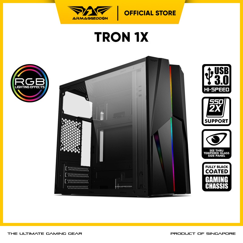 Casing Armaggeddon TRON 1X m-ATX RGB Front Panel - Case TRON 1X