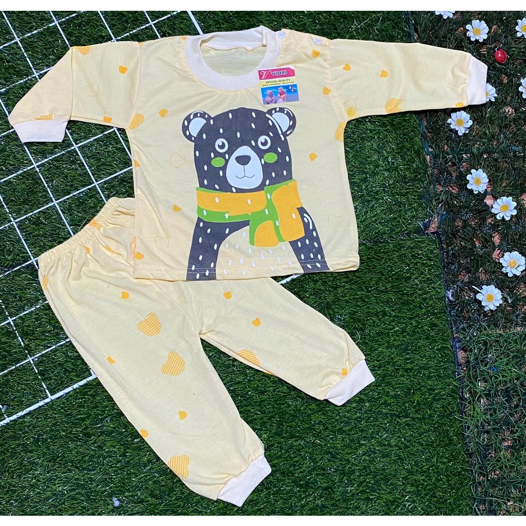 stelan baju bayi motif beruang setelan 3-18 bulan