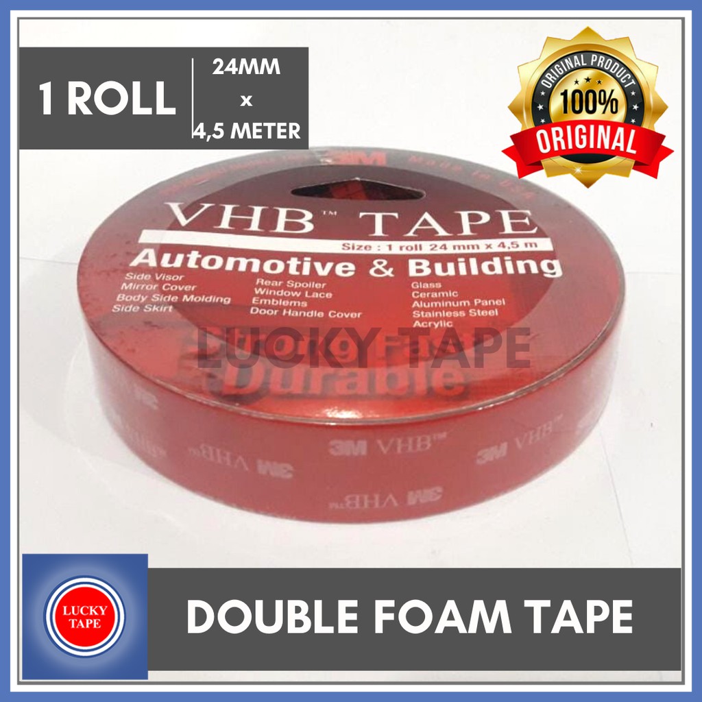 

Double Tape 3M VHB Busa Automotive 4900 24mm x 4.5m Merah Original 1" INCH