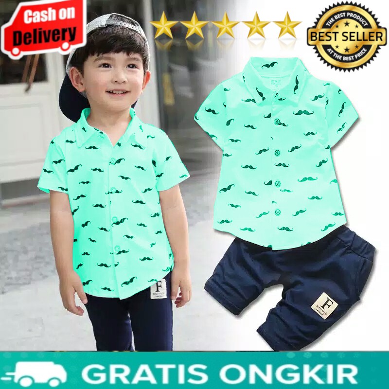 VISION ONLINE-MISLEM KUMIS KIDS / SETELAN BAJU ANAK LAKI LAKI 3-4 TAHUN/SETELAN BAJU KAOS ANAK COWOK