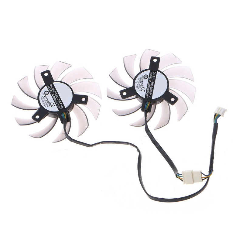Btsg 2pcs Kipas Pendingin Vga 75mm Pld08010S12H 4pin 12v 0.25a Untuk Gtx 1050ti 6930 7850 Gtx 550 750 770
