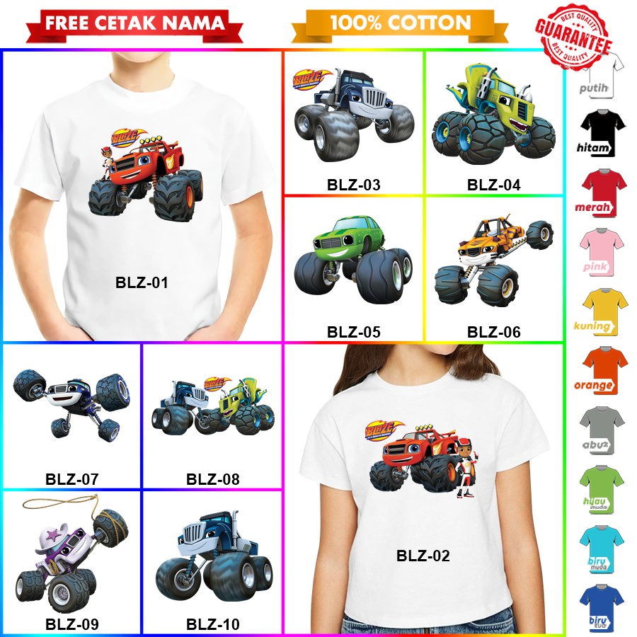 [FREE NAMA!!] Baju Kaos COUPLE  ANAK DAN DEWASA BLAZE BANYAK MOTIF