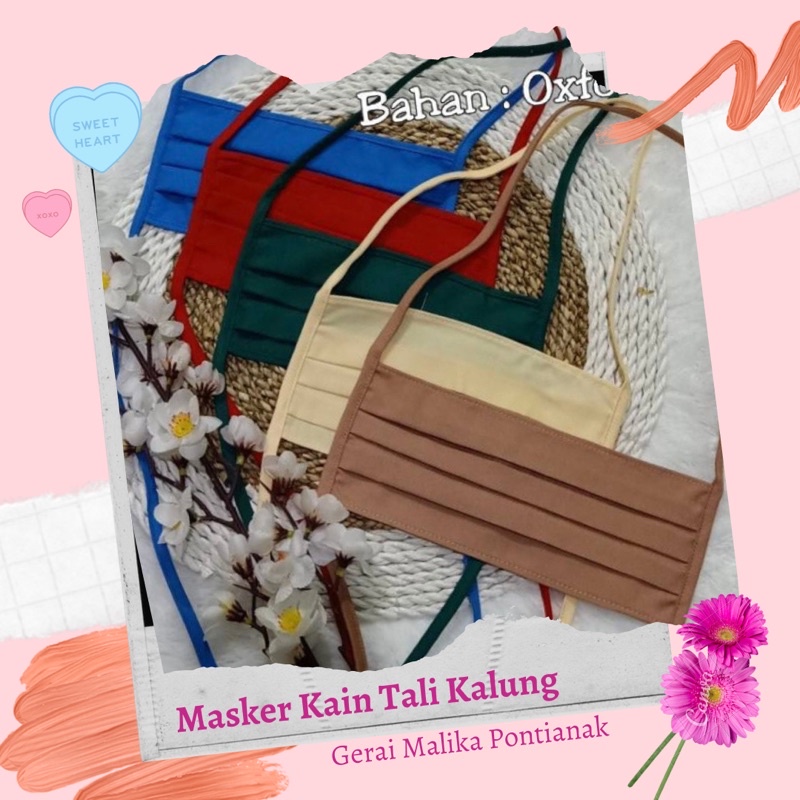 Masker kain oxford tali kalung leher penyambung ply wajah grade A muslim muslimah penutup wajah peny