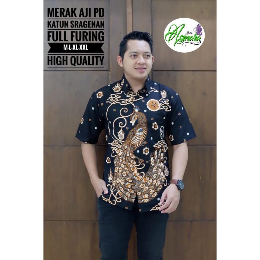 MERAK AJI Kemeja Batik Pria Lengan Pendek Katun Halus FULL FURING Batik Asmara