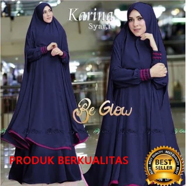 6Znt Gamis Karina Syari + Bergo Panjang - Gamis Jumbo - Gamis Motif Murah Cwct