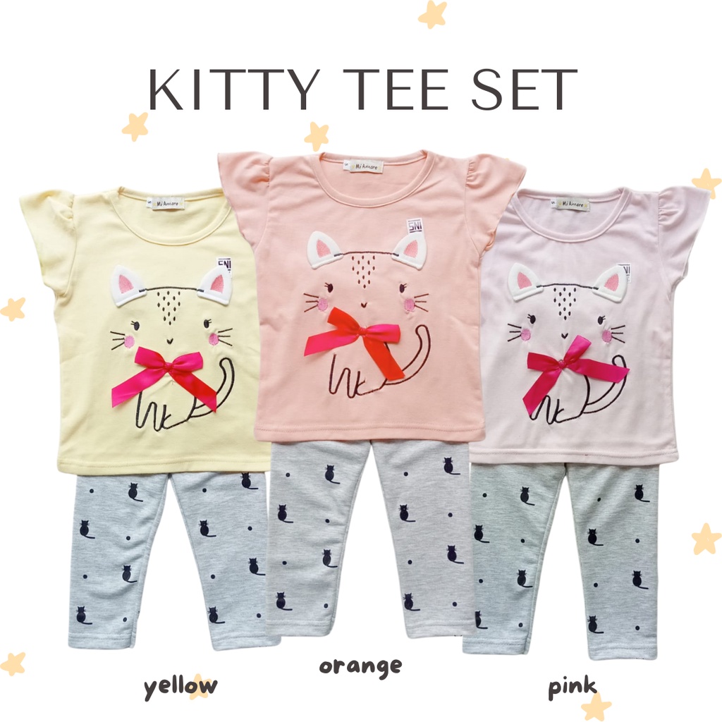 KITTY / umbrella bear  / moon rabbit tee set piyama anak baju rumah baby setelan kaos legging anak perempuan baju anak perempuan balita 1-5 tahun kaos anak perempuan baju cewek baju baby cewek