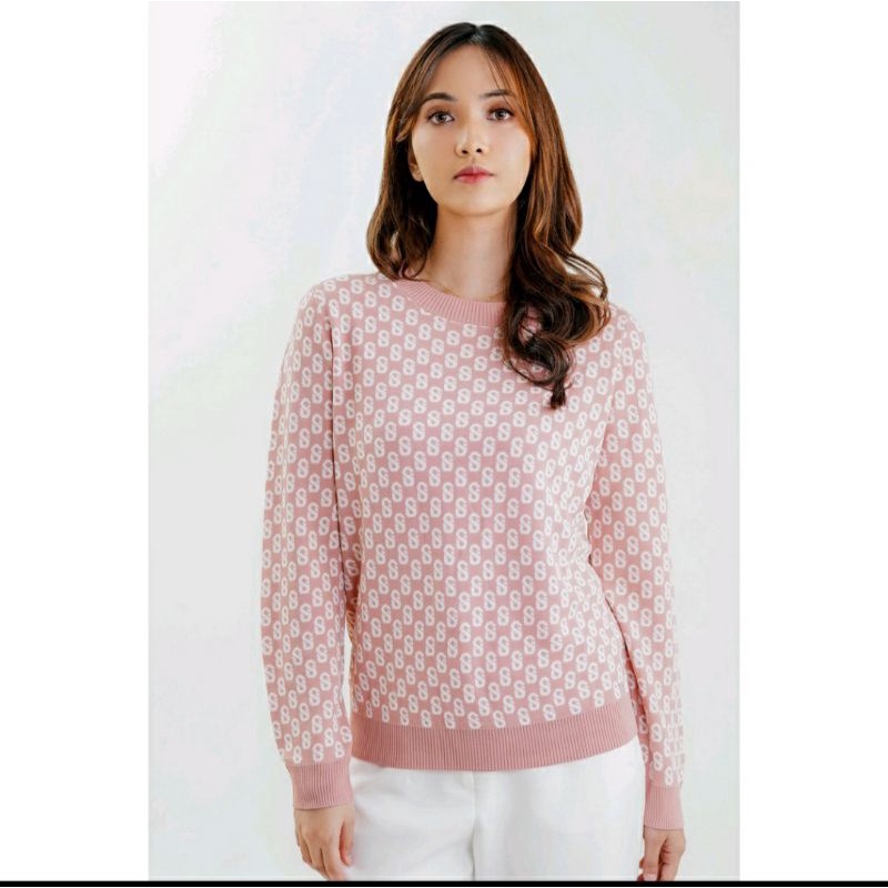 PINK SIGNATURE SWEATSHIRT BENANG JARUM X BUTTONSCARVES SIZE M