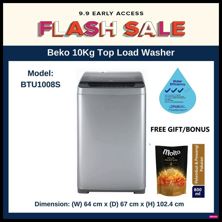 Beko Mesin Cuci 1 Tabung 10Kg Btu 1008S