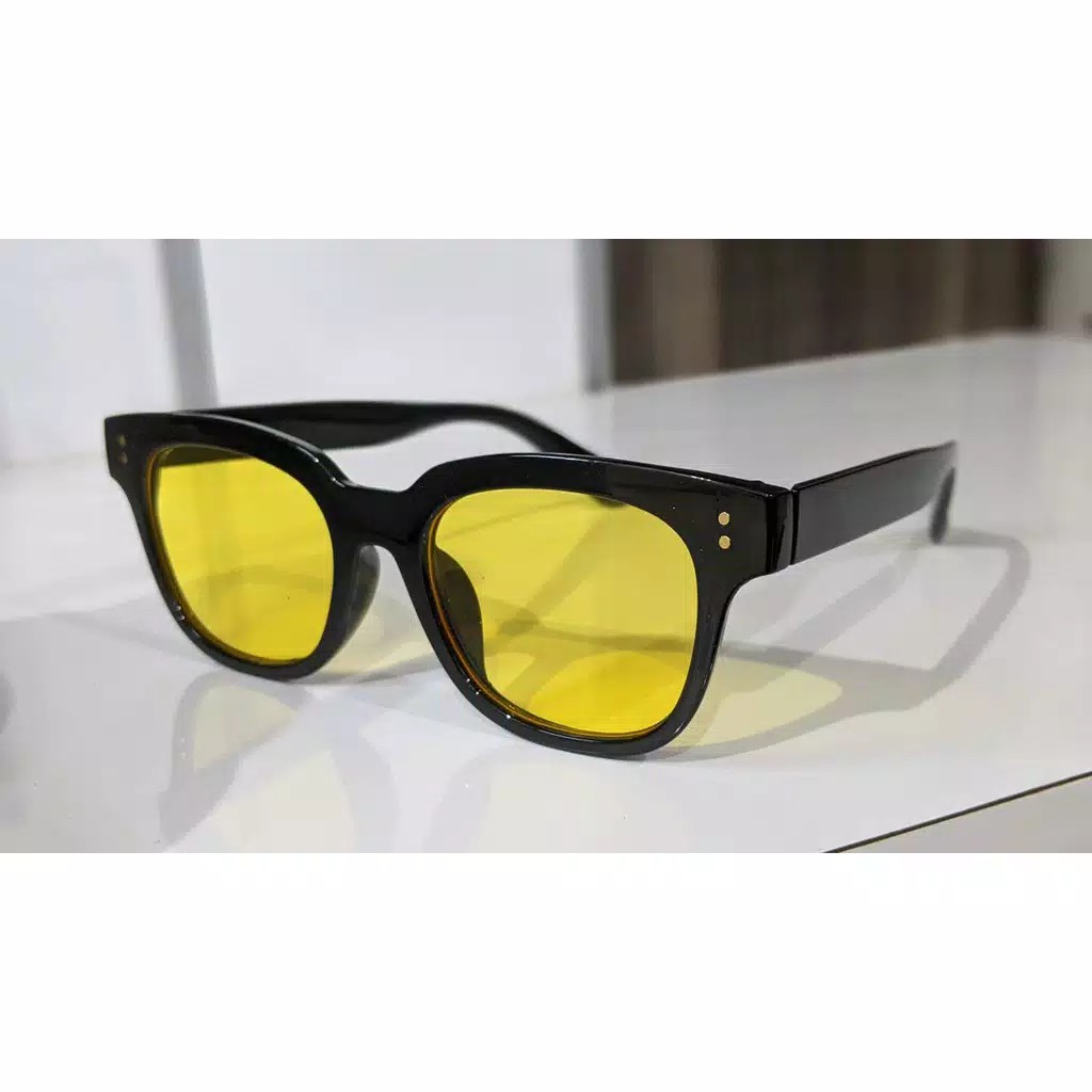 Kacamata Hitam Wanita Pria Lensa Sunglasses Korean Fashion Small Candy Color Import-KUNING