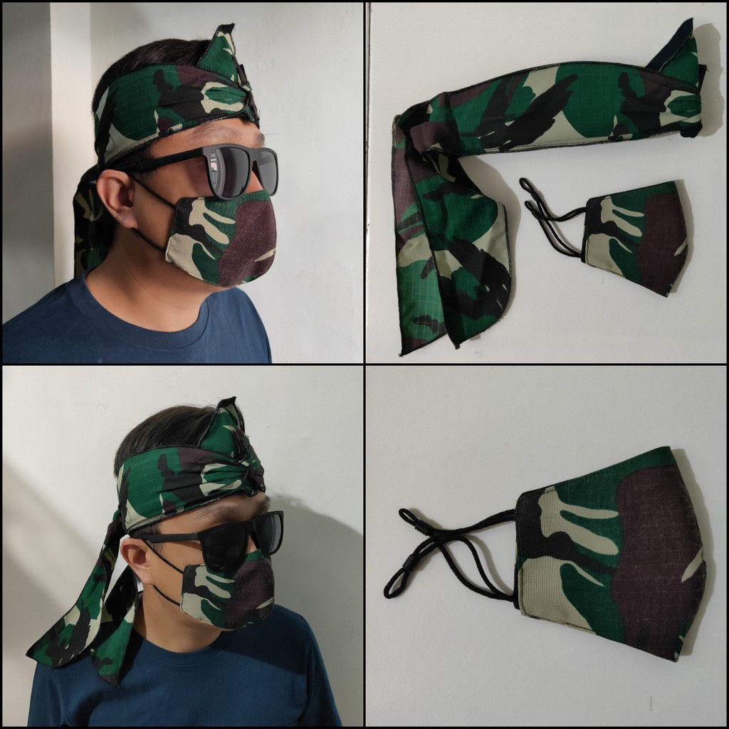 Ikat iket kepala Sunda dewasa Set masker loreng TNI LORENG-SET