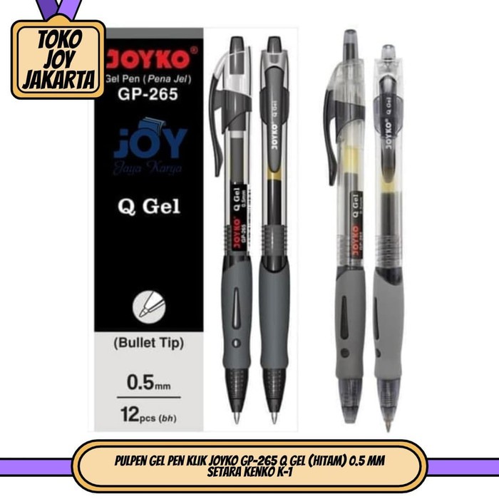 

Unik Pulpen Gel Pen Klik JOYKO GP-265 Q GEL (Hitam) 0.5 mm Setara Kenko K-1 Limited