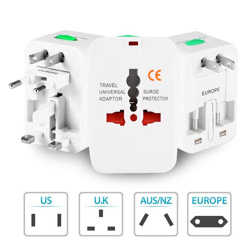 All-in-One Travel Power Plug Adapter Adaptor Colokan kaki 3 kaki 2 Gepeng US, UK, EU, AU, NZ